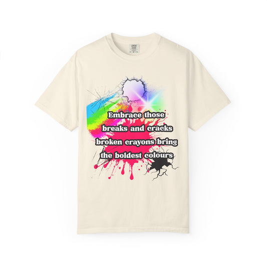 Bold Colors Unisex Garment-Dyed T-Shirt - Embrace the Cracks Design