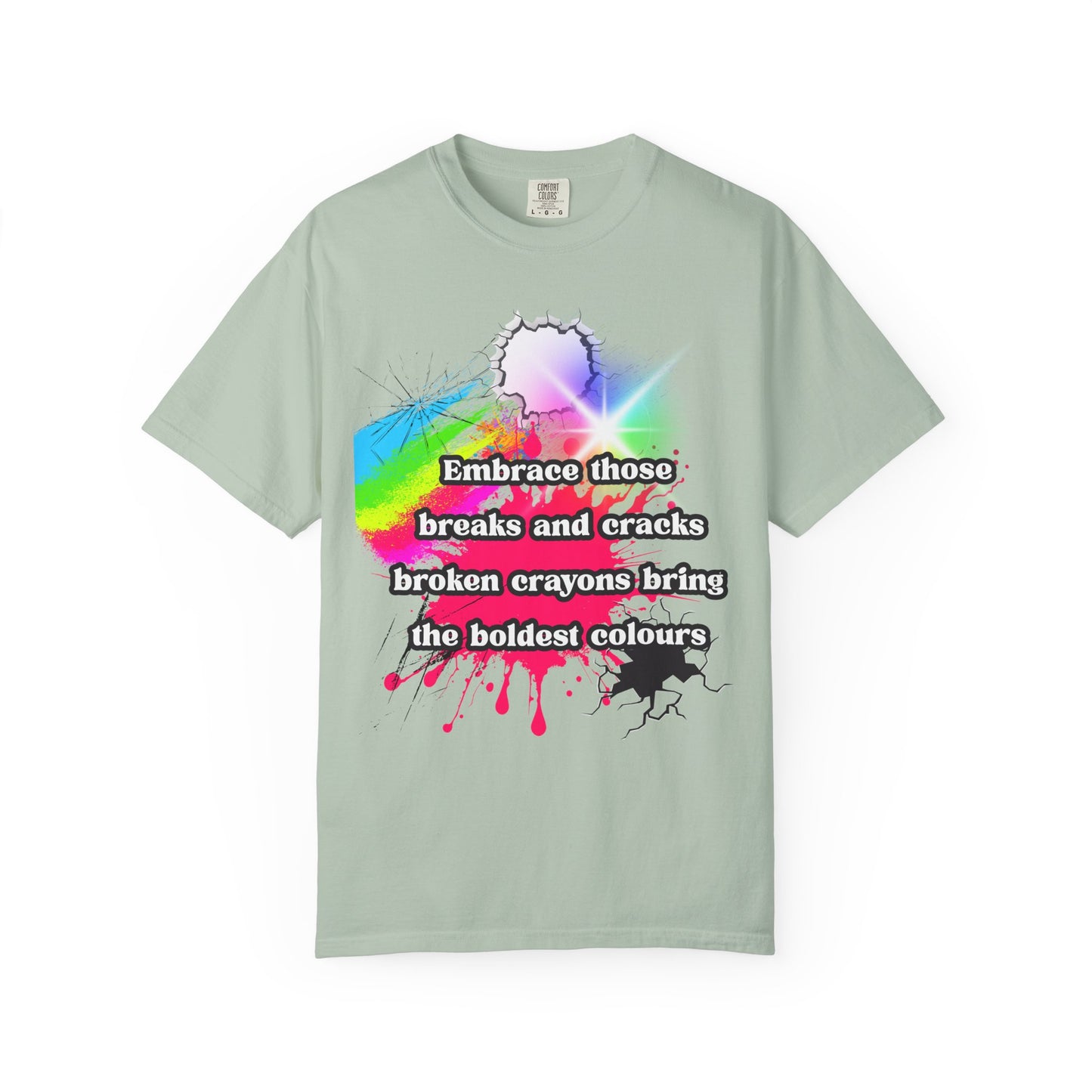 Bold Colors Unisex Garment-Dyed T-Shirt - Embrace the Cracks Design