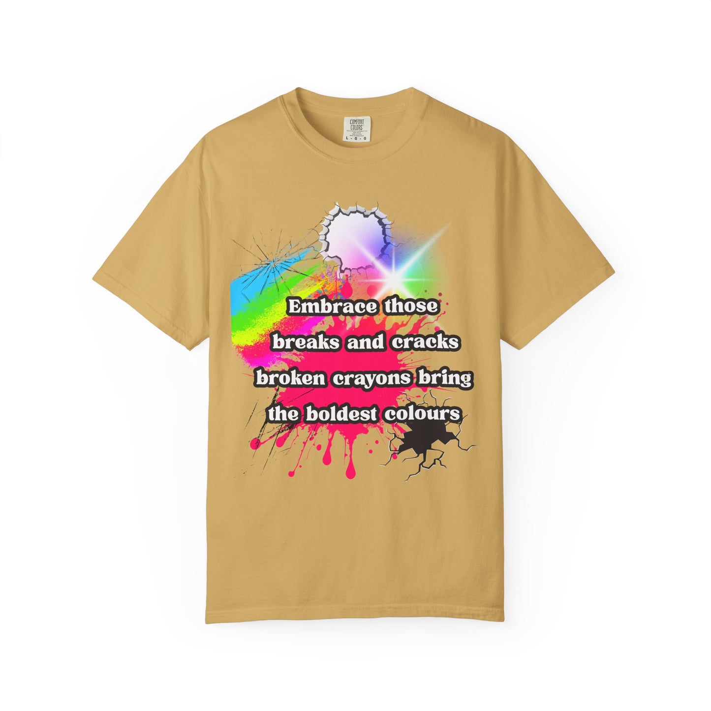 Bold Colors Unisex Garment-Dyed T-Shirt - Embrace the Cracks Design