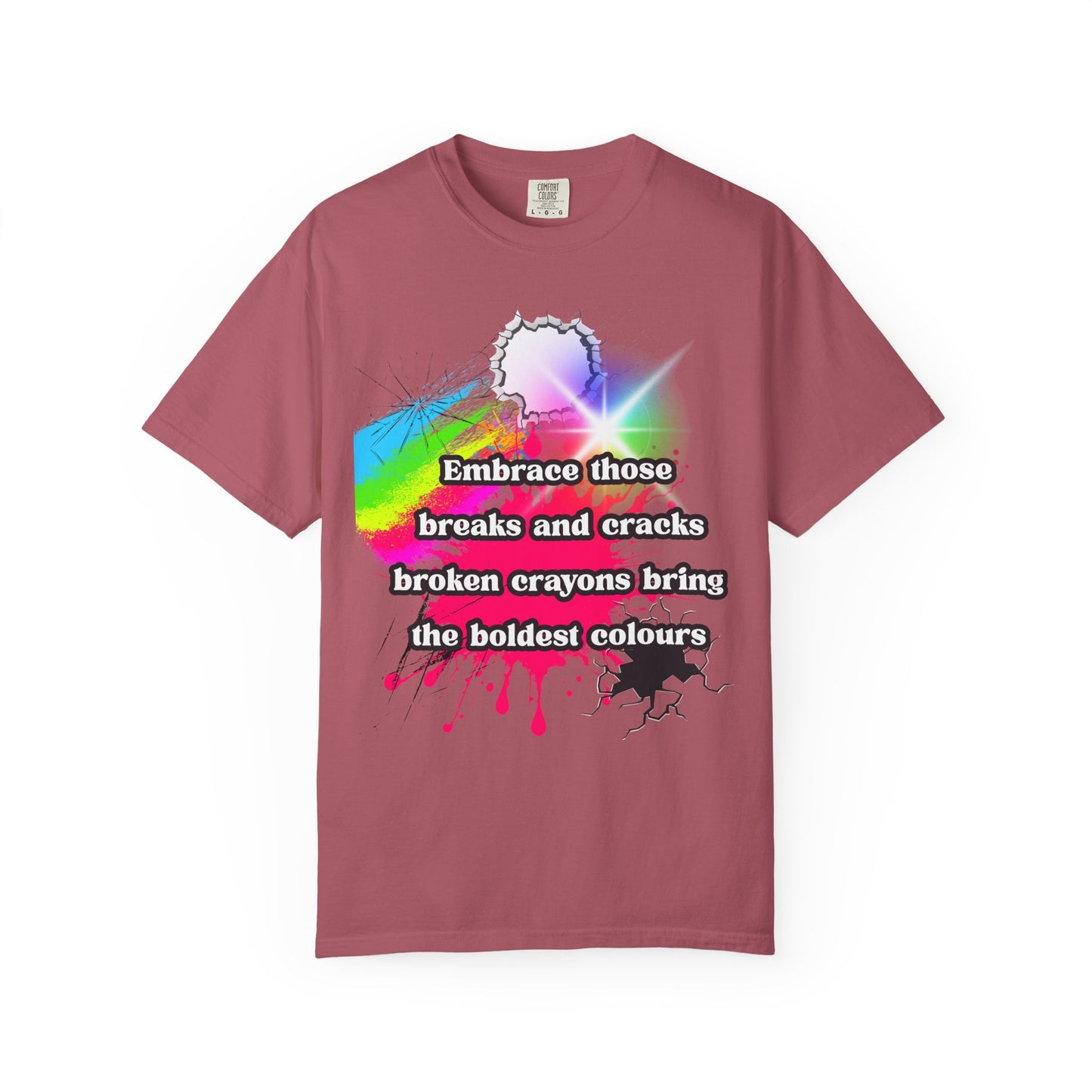 Bold Colors Unisex Garment-Dyed T-Shirt - Embrace the Cracks Design