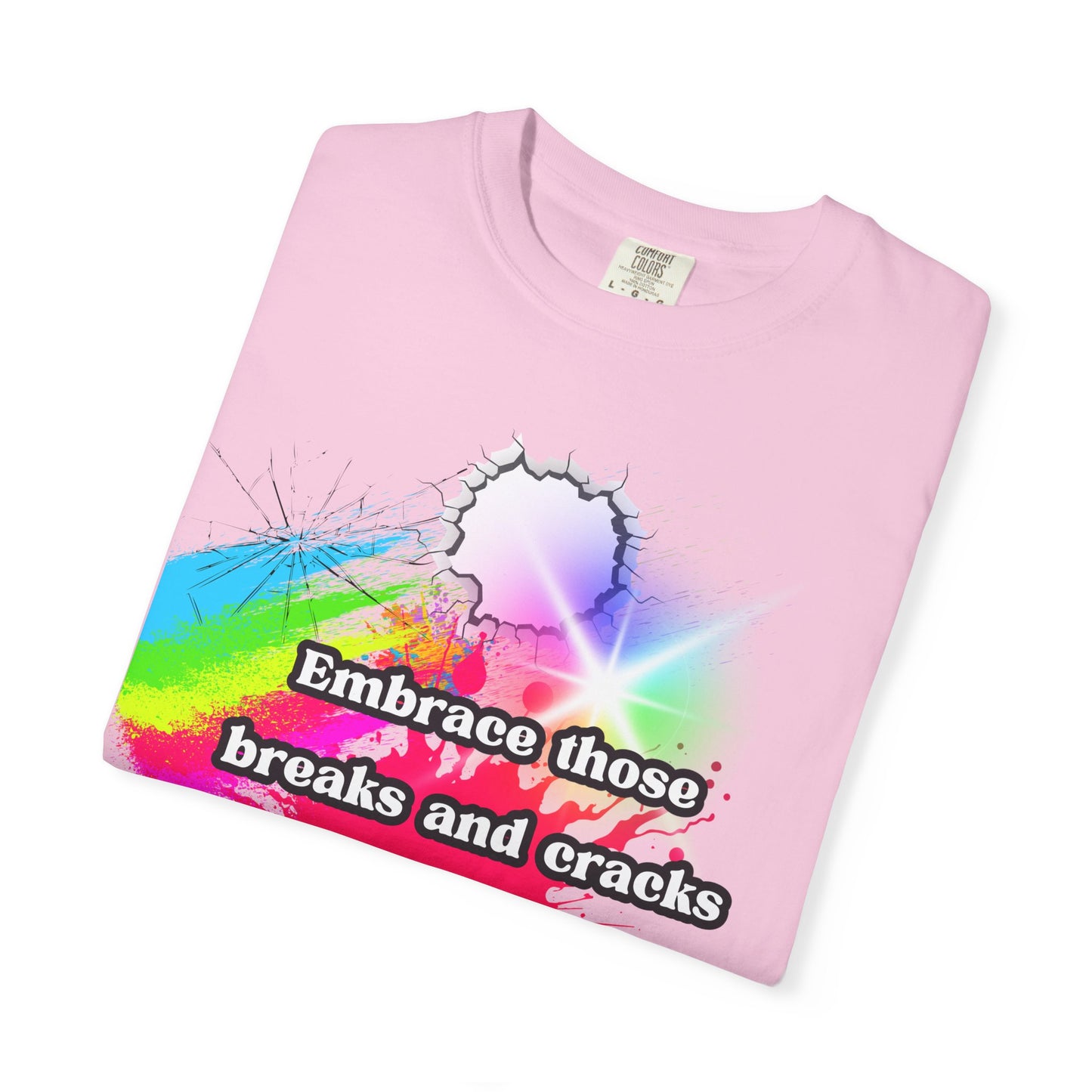 Bold Colors Unisex Garment-Dyed T-Shirt - Embrace the Cracks Design