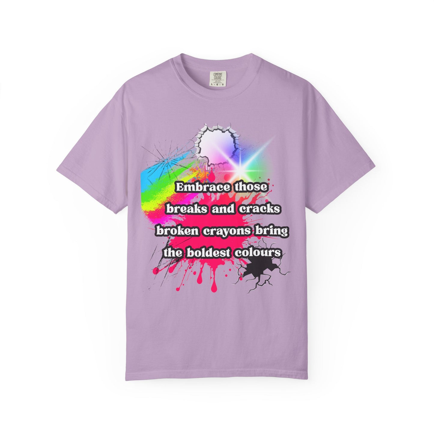 Bold Colors Unisex Garment-Dyed T-Shirt - Embrace the Cracks Design
