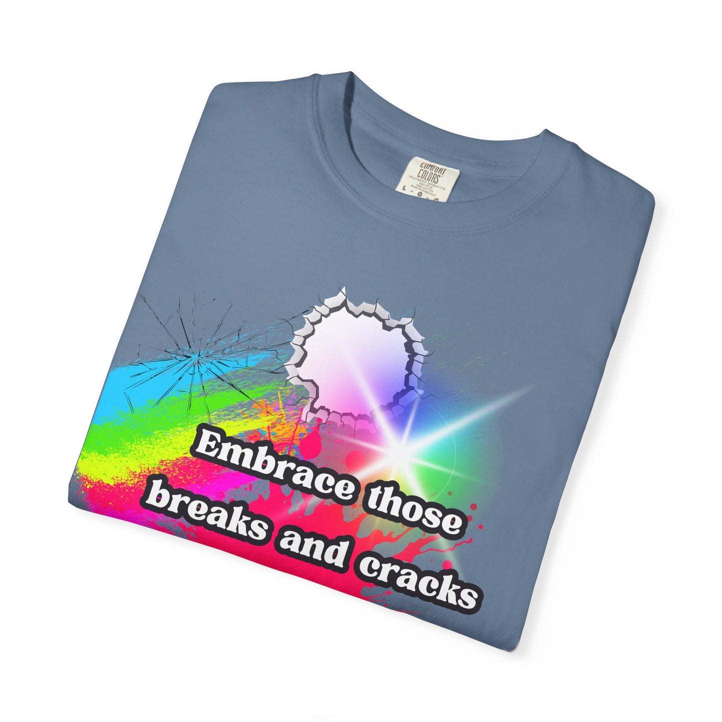 Bold Colors Unisex Garment-Dyed T-Shirt - Embrace the Cracks Design