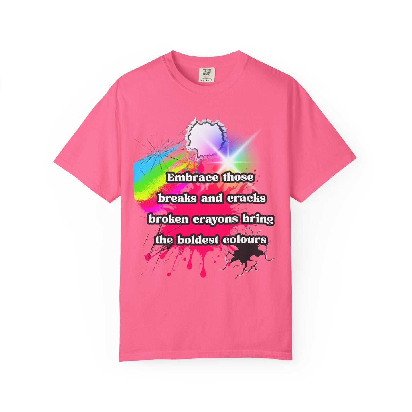 Bold Colors Unisex Garment-Dyed T-Shirt - Embrace the Cracks Design