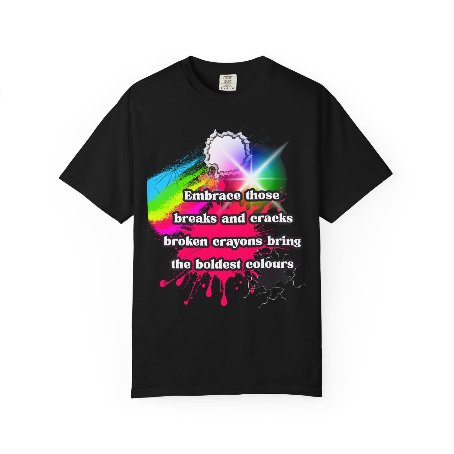 Bold Colors Unisex Garment-Dyed T-Shirt - Embrace the Cracks Design