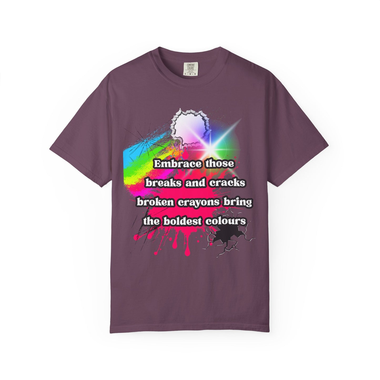 Bold Colors Unisex Garment-Dyed T-Shirt - Embrace the Cracks Design