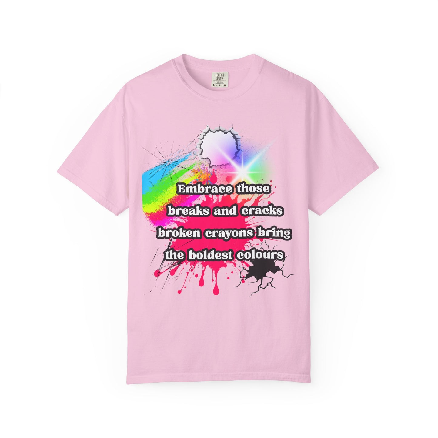 Bold Colors Unisex Garment-Dyed T-Shirt - Embrace the Cracks Design