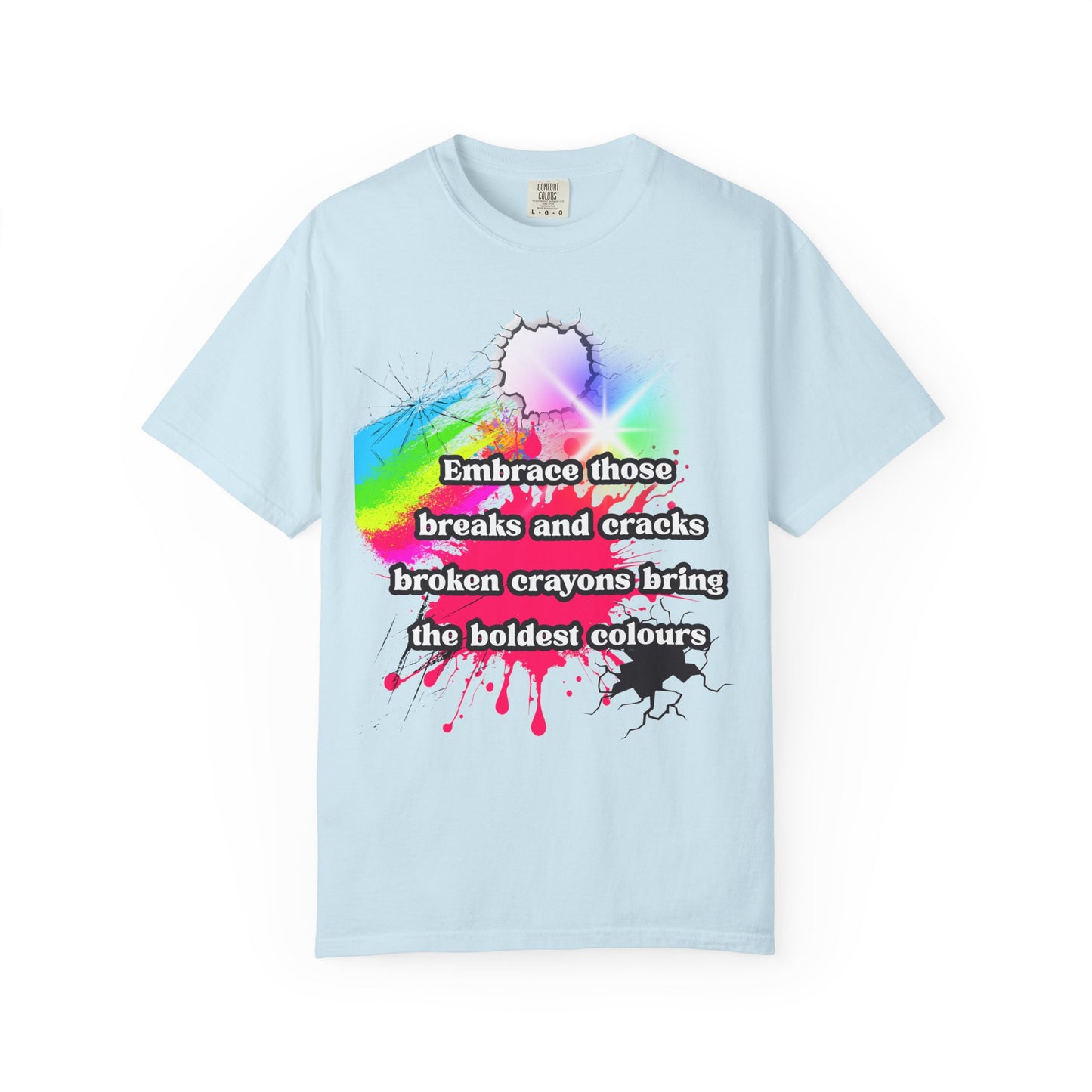 Bold Colors Unisex Garment-Dyed T-Shirt - Embrace the Cracks Design