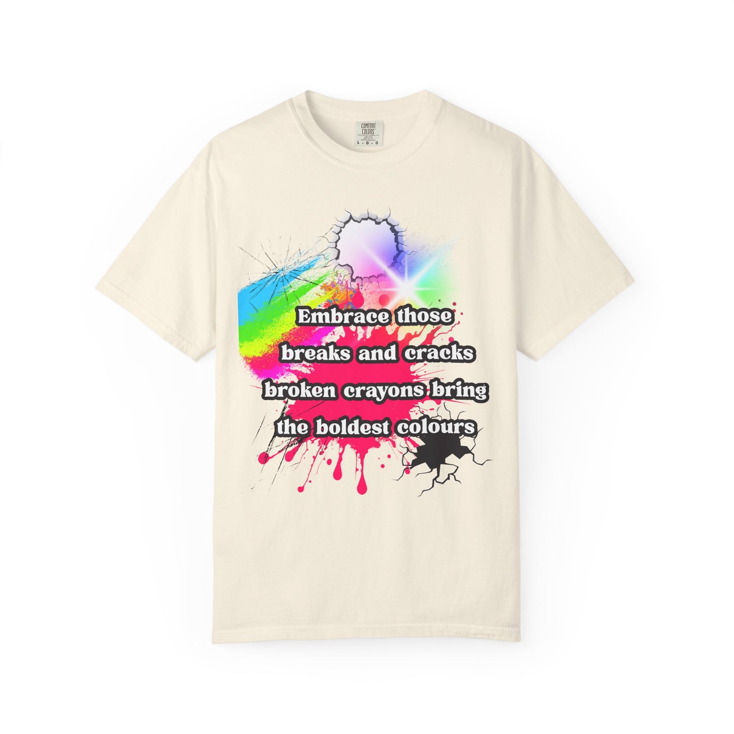 Bold Colors Unisex Garment-Dyed T-Shirt - Embrace the Cracks Design