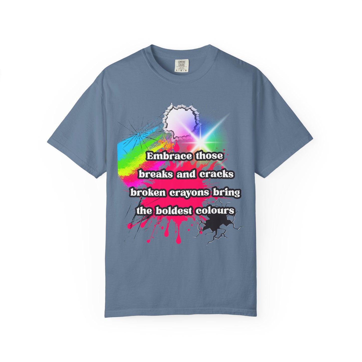 Bold Colors Unisex Garment-Dyed T-Shirt - Embrace the Cracks Design