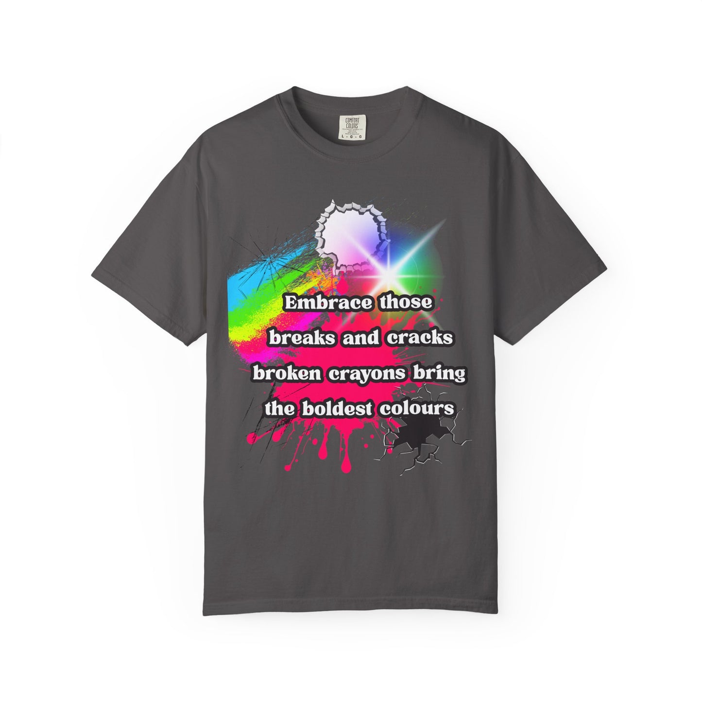 Bold Colors Unisex Garment-Dyed T-Shirt - Embrace the Cracks Design