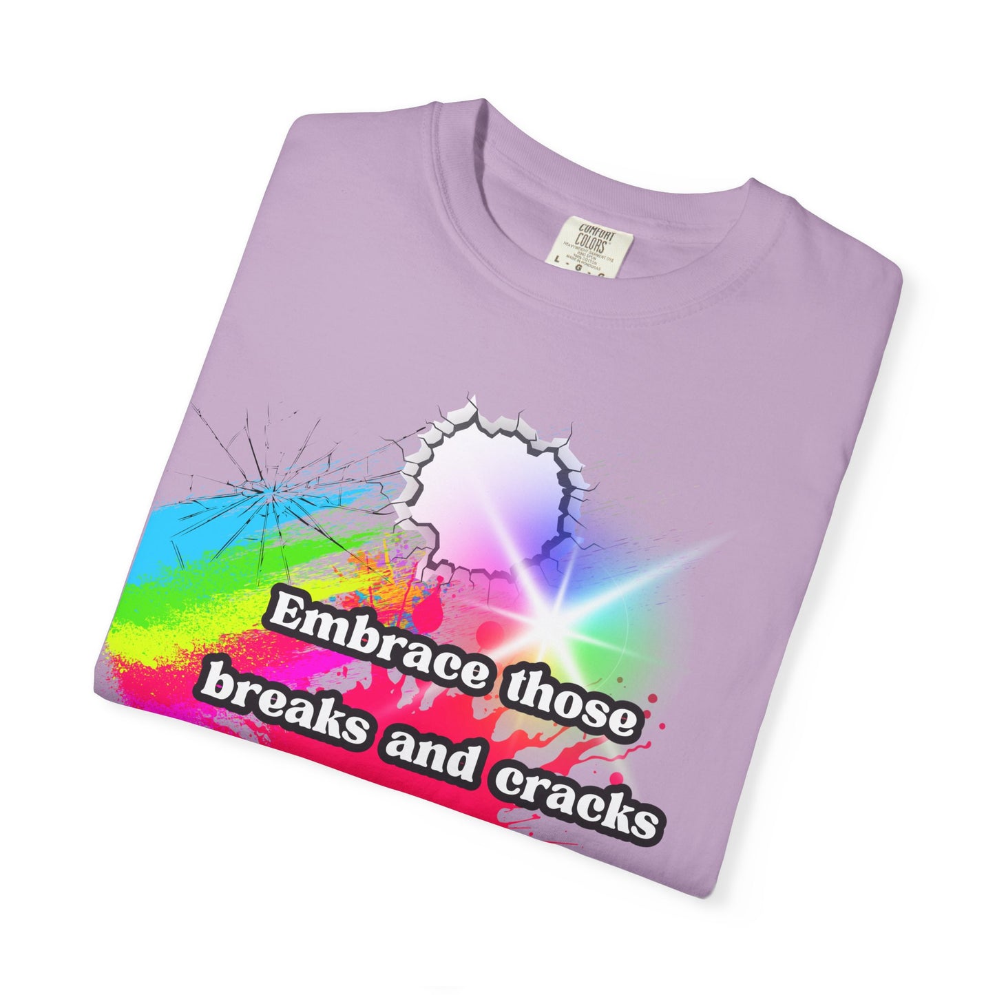 Bold Colors Unisex Garment-Dyed T-Shirt - Embrace the Cracks Design